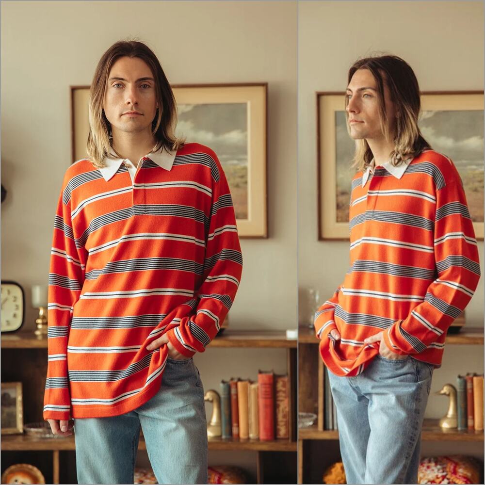 Guest In Residence Cashmere Rugby Polo sweater Cherry combo